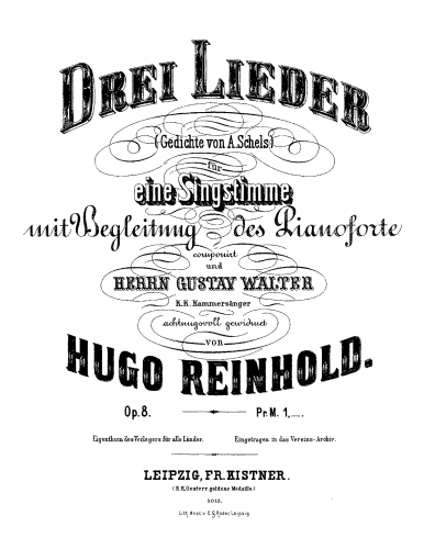 Reinhold - 3 Lieder - Score