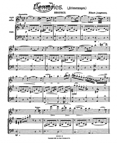 Jungmann - Erinnerungen ; Memories - piano score
