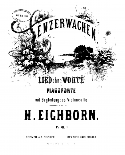 Eichborn - Lenzerwachen, Op. 4 - piano score and cello part