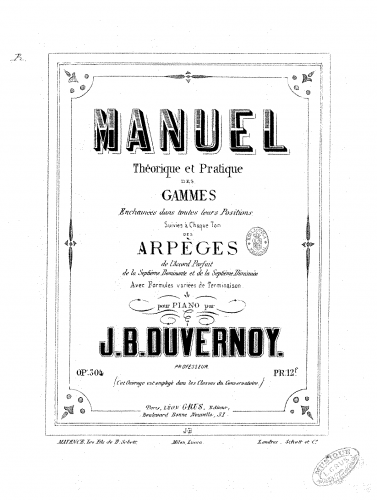 Duvernoy - Manuel théorique et pratique des gammes - Score