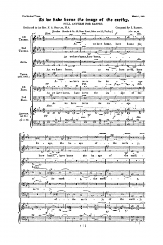 Barnby - As We Have Borne the Image of the Earthy. Full Anthem for Easter. - Score