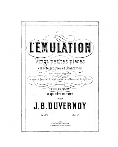 Duvernoy - L'émulation - Score