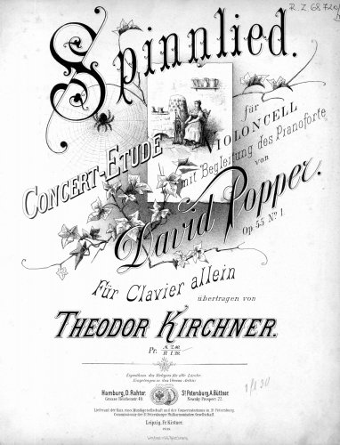 Popper - Concert-Etudes - Spinning Song (No. 1) For Piano Solo (Kirchner) - Score