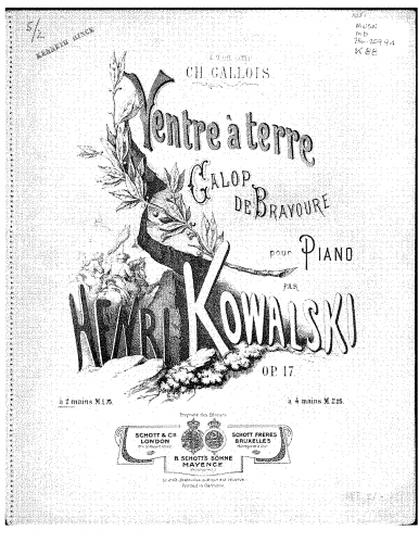 Kowalski - Ventre à terre - Piano Score - Score