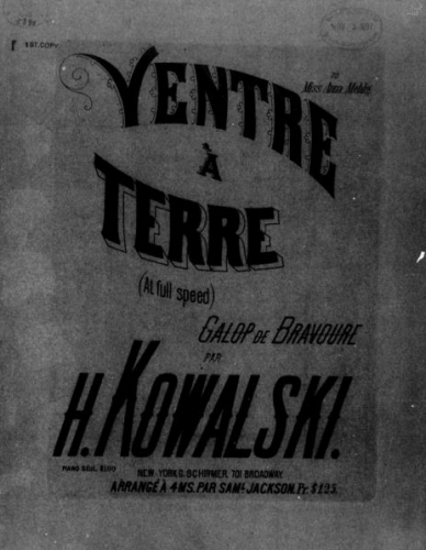 Kowalski - Ventre à terre - For Piano 4-Hands (Jackson) - Score