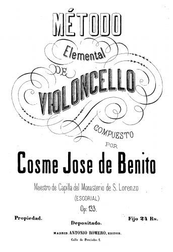 Benito - Elementary Method for Cello, Op. 133 - Score
