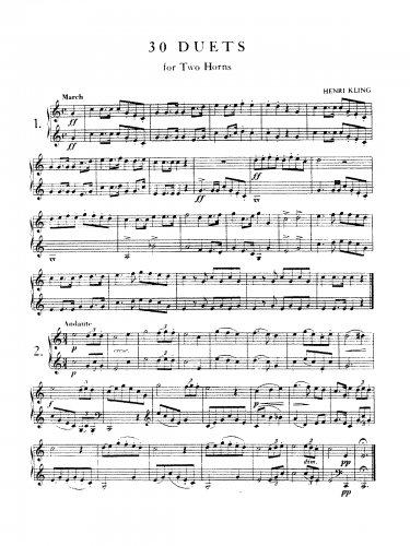 Kling - 30 Duets for Two Horns - Score