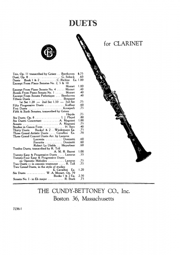 Stark - Sonata No. 1 for 2 Clarinets - Score