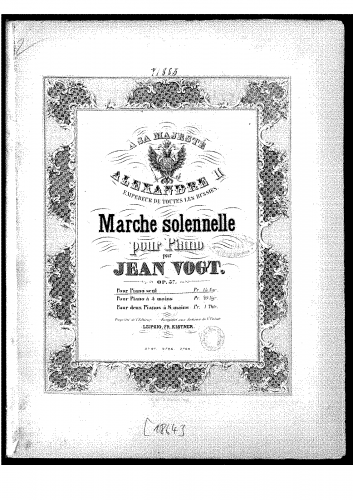 Vogt - Marche solennelle - Piano Score - Score