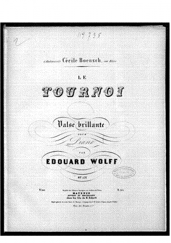 Wolff - Le tournoi - Piano Score - Score