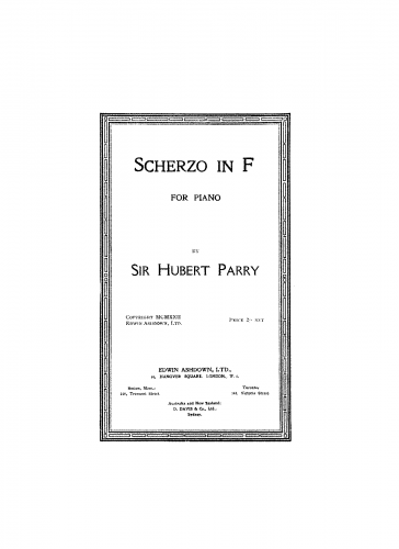 Parry - Scherzo in F - Score
