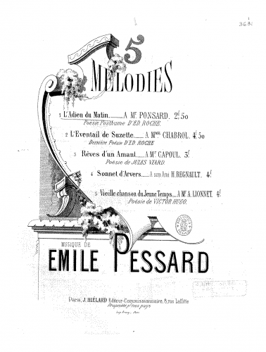 Pessard - Cinq mélodies - Score