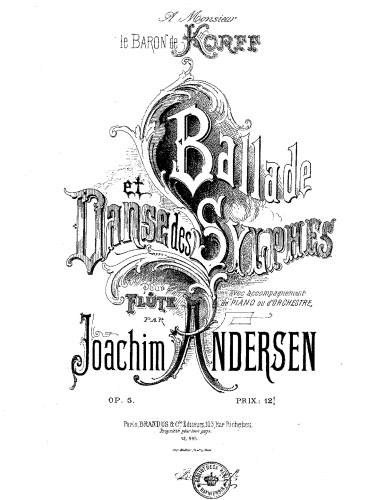 Andersen - Ballade et Danse des Sylphes, Op. 5 - For Flute and Piano - Score