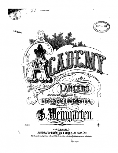 Weingarten - Academy Lancers - For Piano solo - Score