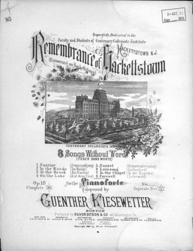 Kiesewetter - Remembrance of Hackettstown - Piano Score - 8. Farewell / Lebewohl