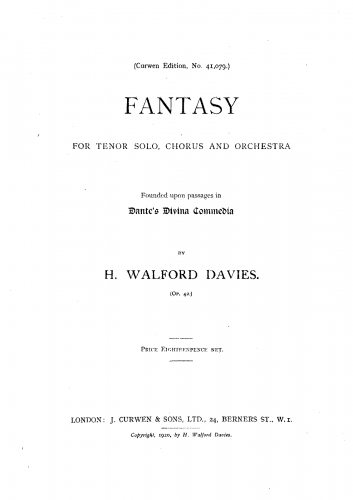 Davies - Fantasy - Vocal Score - Score
