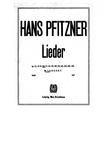 Pfitzner - 3 Lieder - Score