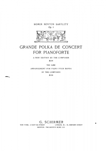 Bartlett - Grand Polka de Concert, Op. 1 - For Piano 4 hands (Composer) - Score