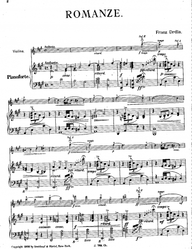 Drdla - Romanze - Score and violin part