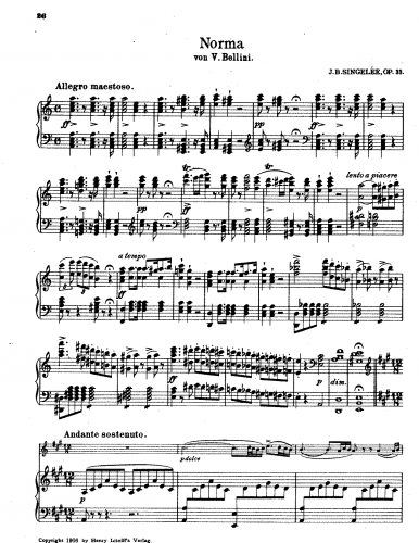 Singelée - Fantaisie sur des motifs de l'opéra 'Norma', op.33 - Score and violin part