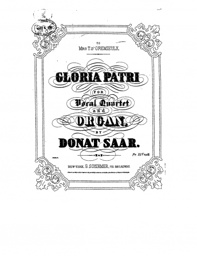 Saar - Gloria Patri - Vocal Score - Score