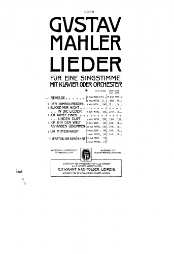Mahler - Des Knaben Wunderhorn - Vocal Score ''Humoresken'' collection (12 songs), 1899 - 12. Der Tamboursg'sell (in D)