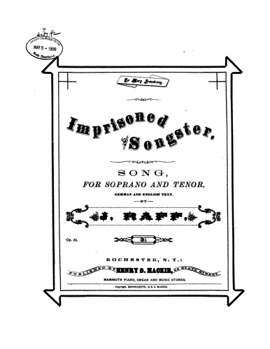 Raff - The Imprisoned Songster - Score