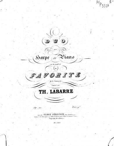 Labarre - Duo sur des motifs de 'La favorite'