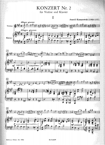 Komarovsky - Violin Concerto No. 2 - Score