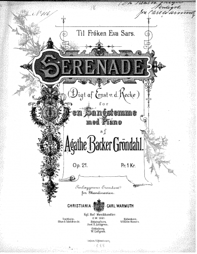 Backer-Grøndahl - Serenade, Op. 21 - Score