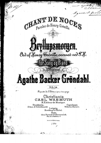 Backer-Grøndahl - Bryllupsmorgen - Score