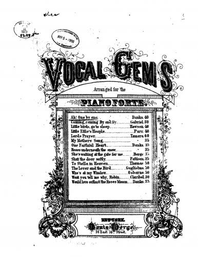 Danks - Ah! One by One - For Voice and Piano - Score