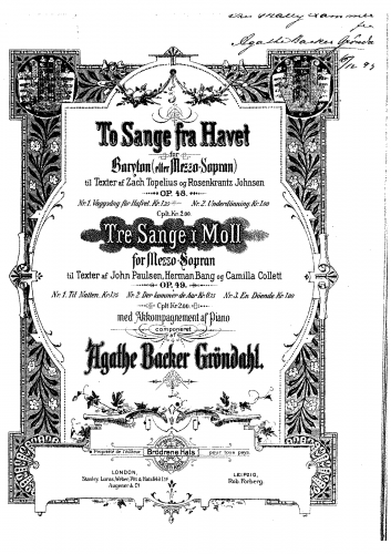 Backer-Grøndahl - 3 Songs in minor, Op. 49 - Score