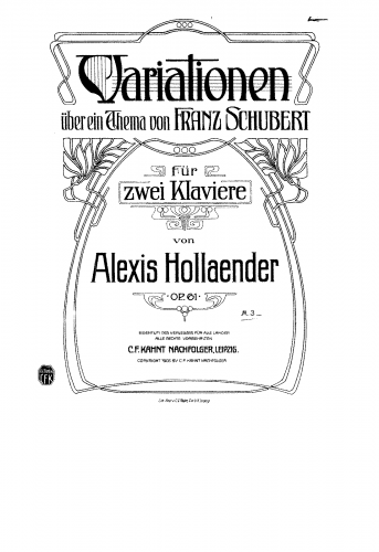Hollaender - Variationen über ein Thema von Franz Schubert, Op. 61 - Score
