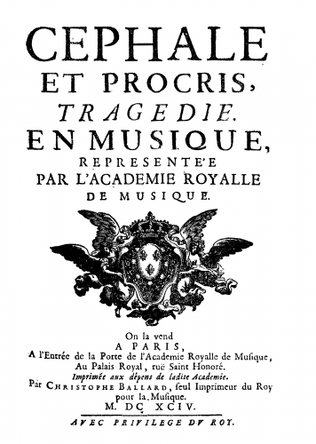 Jacquet de La Guerre - Céphale et Procris - Complete Libretto