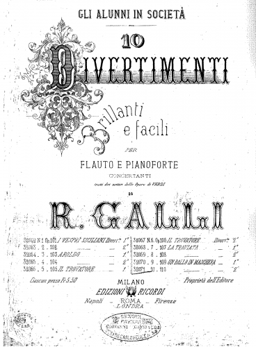 Galli - 10 Divertimenti Brillanti e facili per flauto e pianoforte - 10. Un Ballo in Maschera, Divertimento No. 2 (Op. 110)