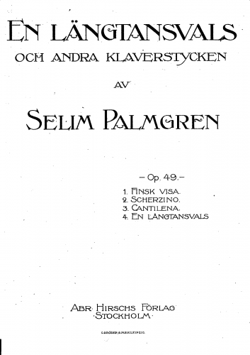 Palmgren - 4 Piano Pieces, Op. 49a - Score
