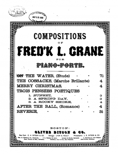Crane - On the Water - Piano Score - Score