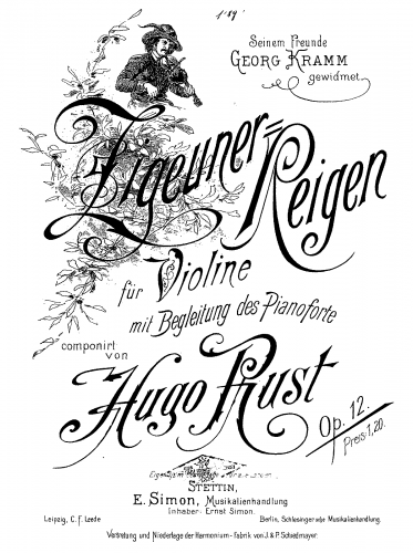 Rust - Zigeuner-Reigen, Op. 12 - Piano score