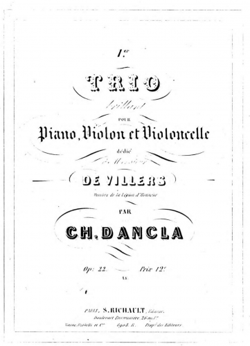 Dancla - Trio brillant, Op. 22 - Scores and Parts