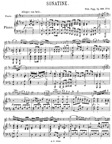 Popp - 6 Sonatinen - Scores and Parts Sonatina No. 3 in D major - Score