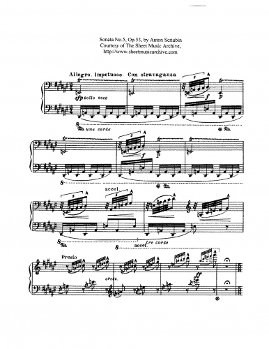 Scriabin - Piano Sonata No. 5, Op. 53 - Score