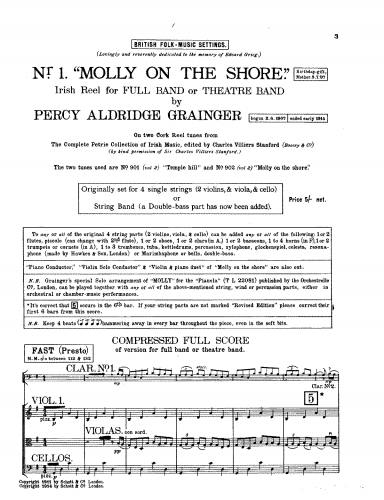 Grainger - Molly on the Shore - For Orchestra (Grainger) - Compressed Full Score