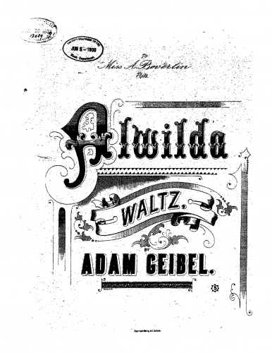 Geibel - Alwilda - Piano Score - Score
