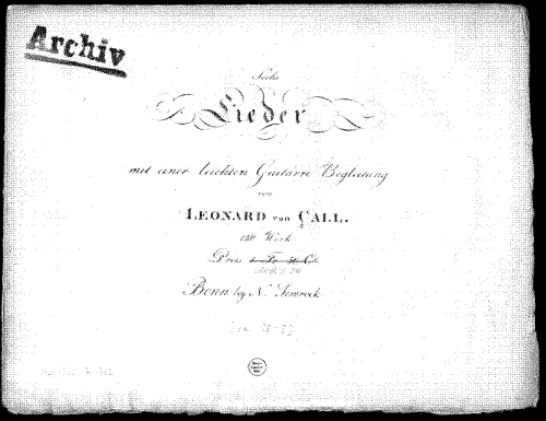 Call - 6 Lieder, Op. 135 - Score