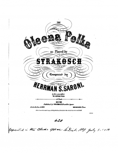 Saroni - Oleona - Piano Score - Score