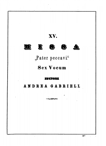 Gabrieli - Missa Pater Peccavi Sex Vocum - Score
