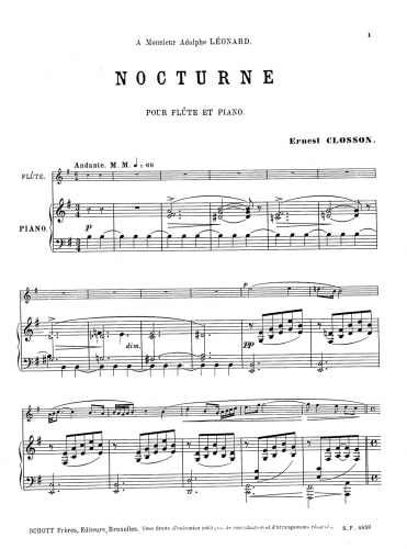 Closson - Nocturne - Piano score and flute part
