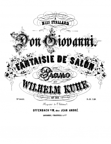 Kuhe - Fantaisie de Salon sur 'Don Giovanni' - Score