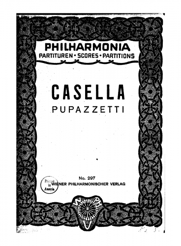 Casella - Pupazzetti, Op. 27 - For Orchestra (Composer) - Score